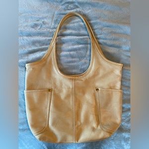 Beige Frye purse, brand new. Originally $398. Leather